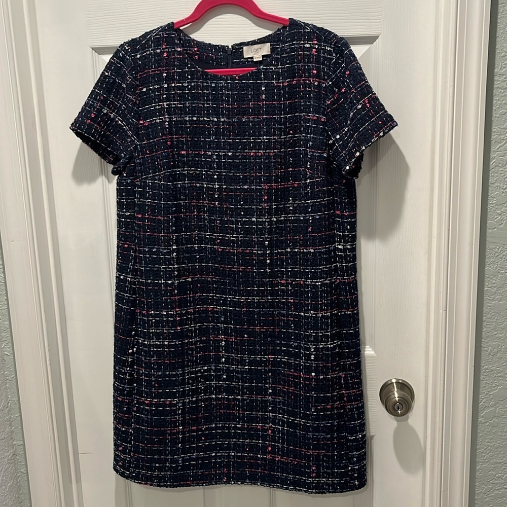 Loft Outlet women’s navy tweed dress